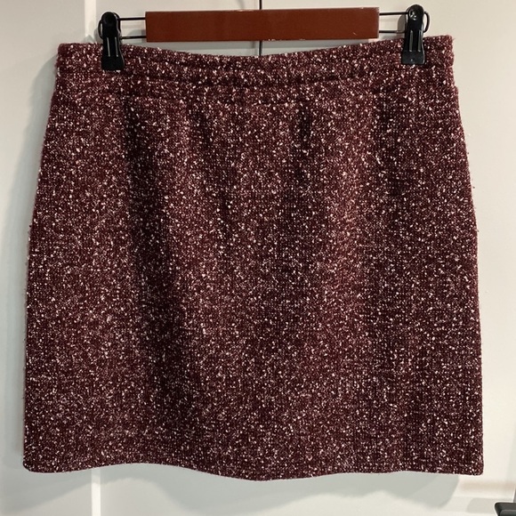 LOFT Burgundy Tweed Sweater Skirt EUC - Picture 5 of 9